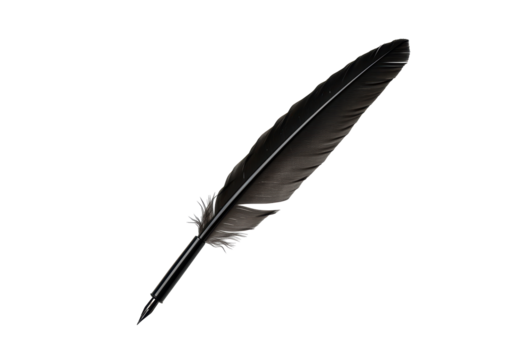 Isolated quill pen for creative writing, manuscript creation and calligraphy projects