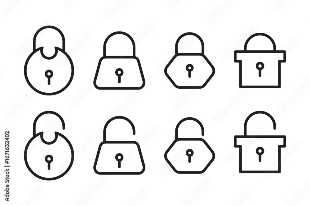 Poster lock icon set isolated . security and protection symbol. locked and unlocked icon. lock and unlock p