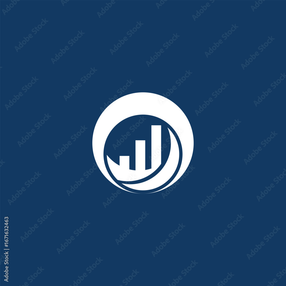Aufkleber modern vector logo design featuring a circular shape with a bar chart rising upward, symbolizing gro