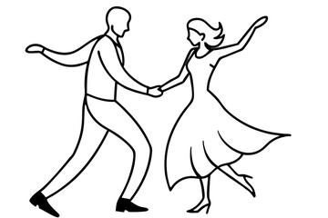 line art Couple dancing silhouette illustration