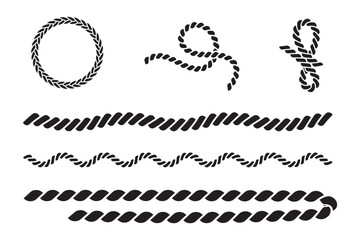 shaped rope design with sailor knot for marine themes. Rope collections isolated PNG. Brushes rope patterns . eps 10
