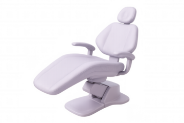 Modern purple dental chair reclining on transparent background, perfect for healthcare and medical-themed projects