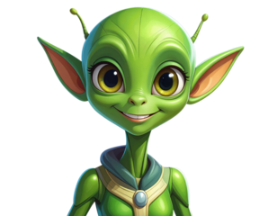 Cute One-Eyed Green Alien, Transparent PNG