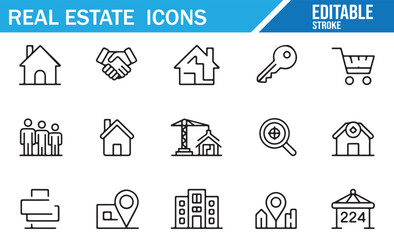 Real Estate Icons for Buying, Selling, and Managing Homes and Properties