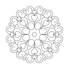 Intricate Floral Mandala Line Art for Coloring, Meditation, and Coloring Page for Kids and Adults