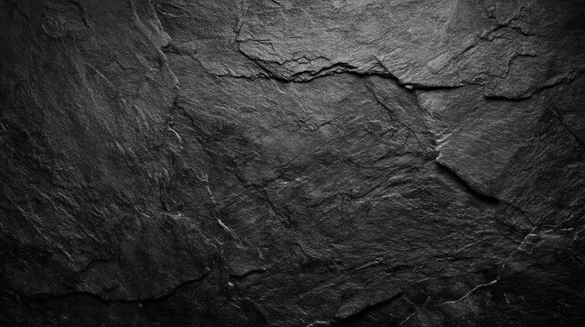 Dark textured slate stone surface with natural cracks and rough details, ideal for backgrounds or design elements