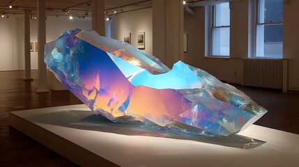 Obraz premium Luminous glass art piece within gallery surroundings 