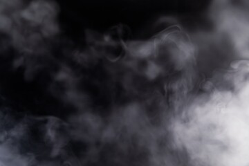 Swirling Smoke Cloud on Black, Misty Texture, Swirling Smoke Cloud on Black, Misty Texture, Gray Smoke Swirls, Soft Fog in Darkness