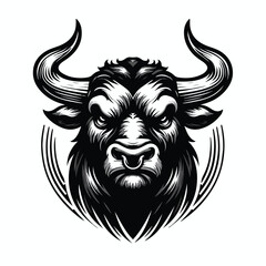 Fototapeta premium Vector image of an angry horned bull head