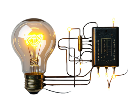 Electric Circuit Diagram Icon with Glowing Wires, Transparent PNG - Powered by Adobe