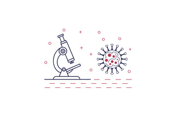 Healthcare medical icon set microscope virus medical science research