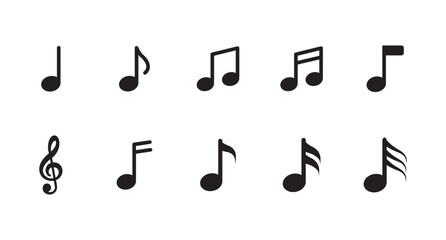 Music Notes Symbols Set . Musical notes in various arrangements, element set . eps 10  