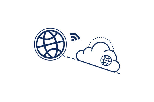 Globe internet icon cloud network online world web connection