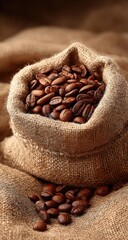Coffee beans in burlap sack (1)