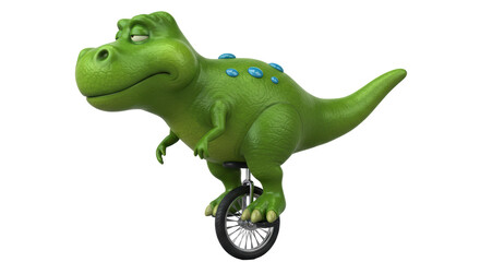 Isolated Cartoon Dinosaur on Unicycle © Dennis