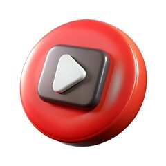 3d render of a modern youtube play button icon on a red circle