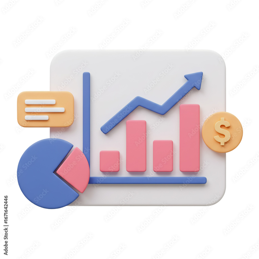 Poster a 3d rendering of financial data visualization, showing charts and graphs.