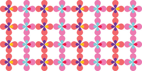 Seamless pattern with colorful flowers on white background. Vector illustration.