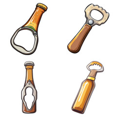 Bottle opener in a vector cartoon style, isolated white background