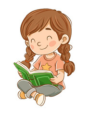 Child Reading Happily - Education and Learning Concept