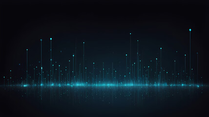 Abstract digital landscape with glowing teal lines and points of light, resembling a futuristic cityscape or data visualization.