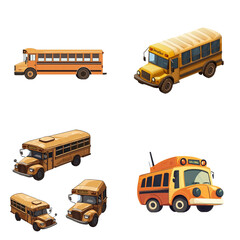 School Bus in a vector cartoon style, isolated white background