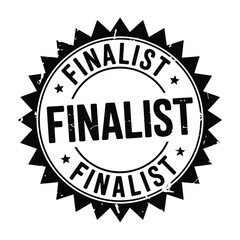 Circular stamp recognizing a finalist with jagged edges