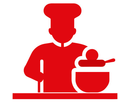 recommend clip art: Chef cooking in kitchen icon and logo  silhouette illustration