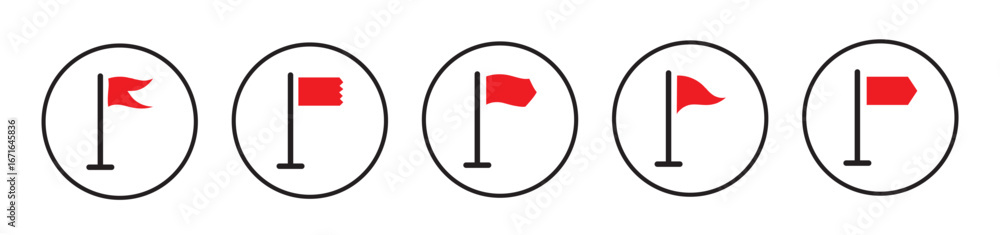 Poster flags symbol collection on white background. triangle alert flag shape design. flag shape alert flat
