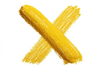 A bold yellow X shape rendered with a textured, crayon-like stroke