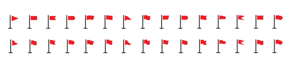 Different flag icons set. Black flags icons and pennants signs isolated on white background . eps 10 