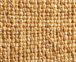 Close-up view of woven natural fiber texture showcasing intricate patterns and earthy tones ideal for design projects.