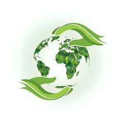 Green eco-friendly globe with nature leaves and recycling concept