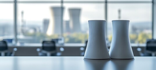 White vases modern decor interior design home decoration objects on table near window background view