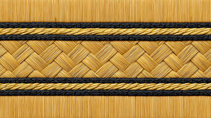 Intricate woven pattern showcasing traditional craftsmanship with black and yellow elements for cultural significance.