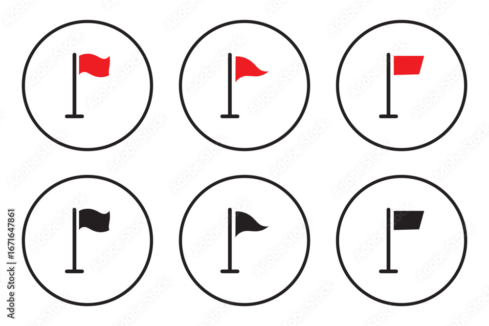 Poster flags symbol collection on white background. triangle alert flag shape design. flag shape alert flat