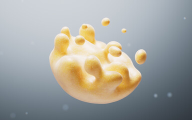 Breaking down of fat cells structure, 3d rendering.