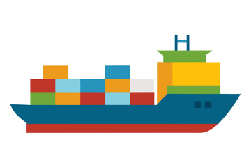 Cargo ship sailing vector illustration 