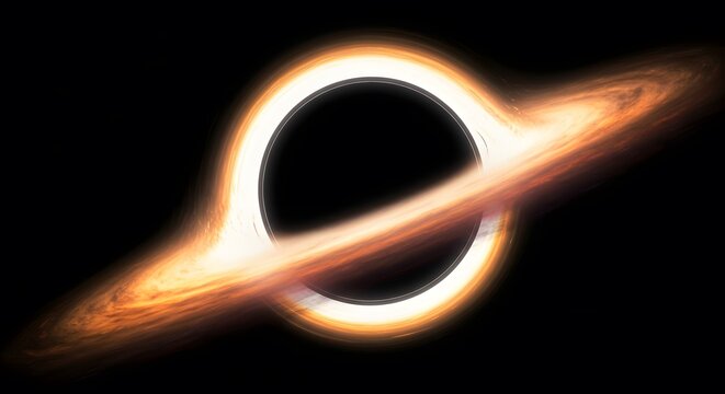 Fiery Black Hole Ringed with Glowing Gas in Dark Space