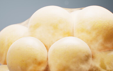 Biomedical microscopic fat cells structure, 3d rendering.