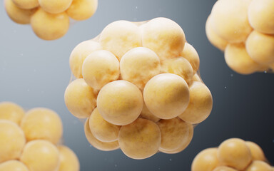 Biomedical microscopic fat cells structure, 3d rendering.