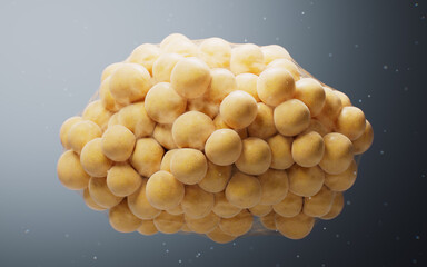 Biomedical microscopic fat cells structure, 3d rendering.