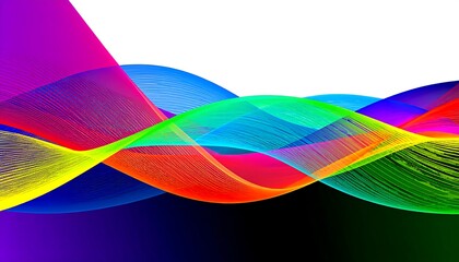 Vibrant, multicolored waves flow across a dark, contrasting background