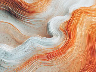 Obraz premium Abstract flowing waves of orange and white textured material with a marbled effect