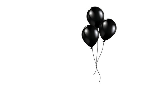 Elegant black balloons floating for stylish celebration or memorial event design template with plenty of space