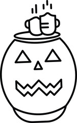 icon, vector, illustration, pumpkin, halloween, wine, drinks