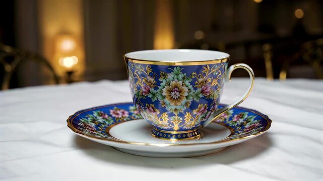 Exquisite floral pattern teacup with tea holder Exquisite teacup with tea saucer