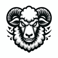  Vector image of angry sheep head logo