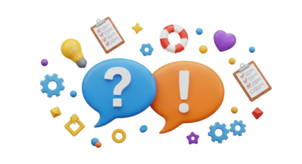 Colourful question and answer symbols illustration
