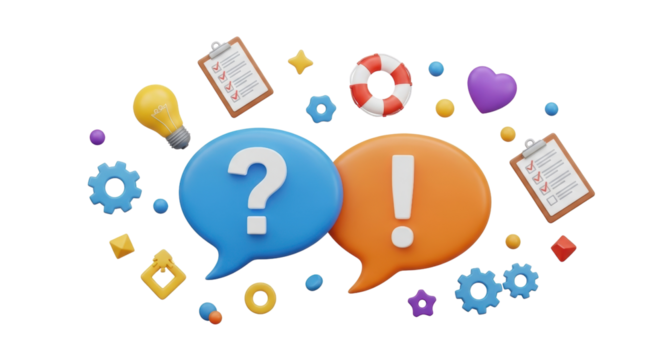 Colourful question and answer symbols illustration
